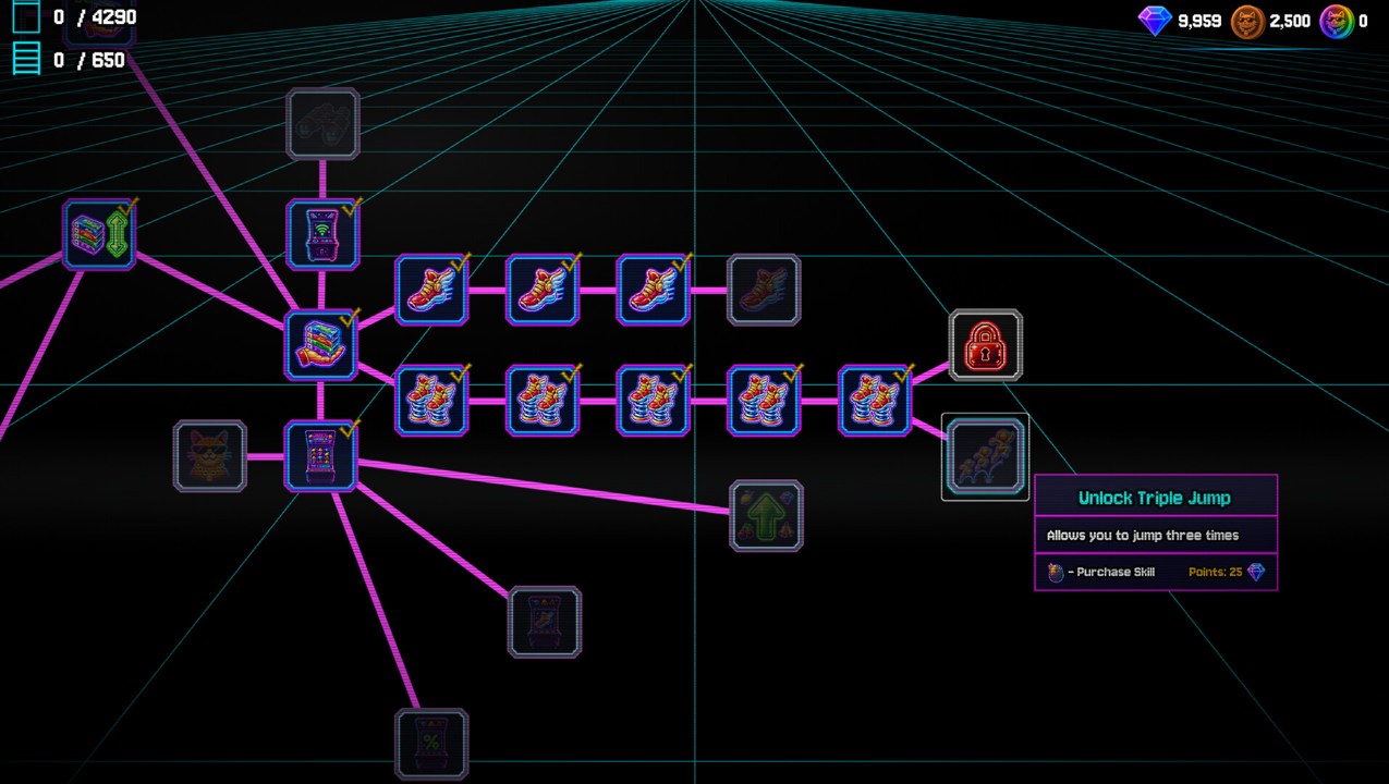 The neon Skill Tree